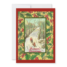 Placa de natais vintages com Sleding e Holly