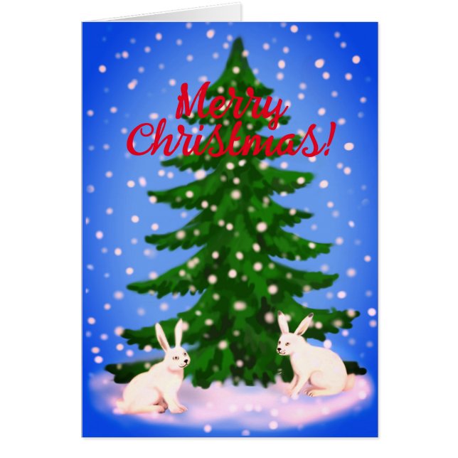 Cartão Placa de natal e coelhos Feliz (Frente)
