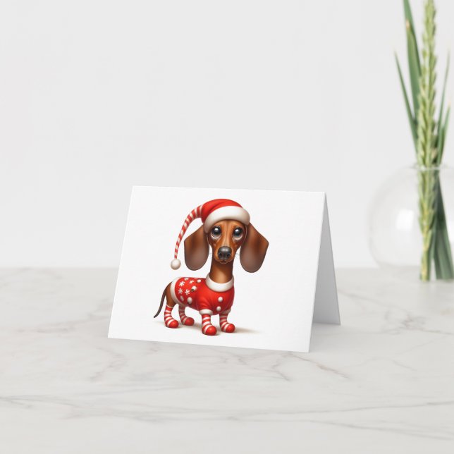 CARTÃO PLACA DE NATAL ELF DACHSHUND (Frente)
