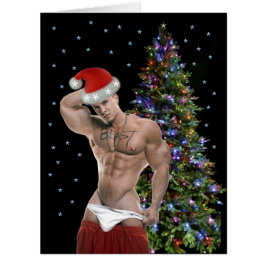 Cartão Placa de Natal para Papais noeis Hunk Buff Mais Ac
