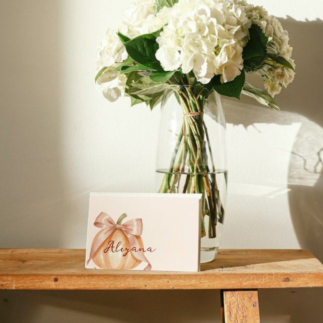 Cartão Placa de nome de Mesa do Chá de fraldas rosa-abóbo (Criador carregado)