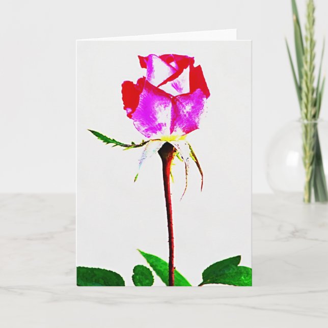 Cartão Placa de Nota de Arte com Flor Rosa artístico (Frente)