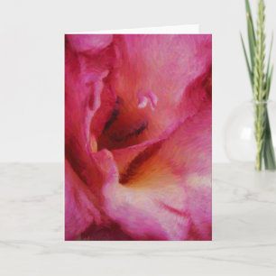 Cartão Placa de Nota de Arte da Flor Gladiolus Rosa-Rosa