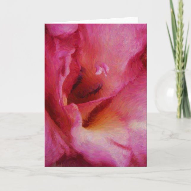 Cartão Placa de Nota de Arte da Flor Gladiolus Rosa-Rosa (Frente)