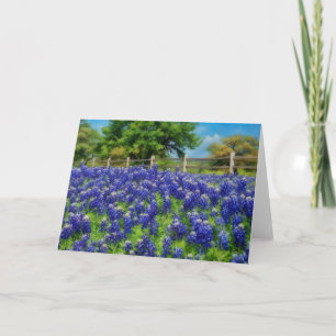 Cartão Placa de Nota de Arte do Campo do Texas Bluebonnet