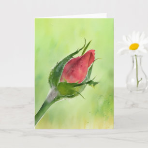 Cartão Placa de Nota de Arte Floral com Bud de Rosa verme