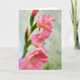 Cartão Placa de Nota de Arte Gladiolus Flores Rosa