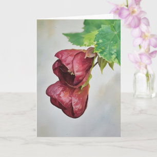 Cartão Placa de Nota de Arte Vermelha Burgundy Flores