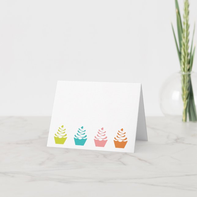 Cartão Placa de Nota de Cupcake Colorida (Frente)