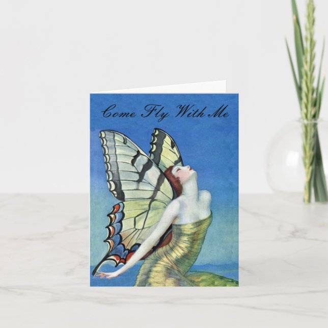 Cartão Placa de Nota de Fada de Borboleta ouro (Frente)