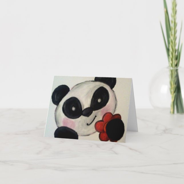 Cartão Placa de Nota de Flor do Urso Panda (Frente)
