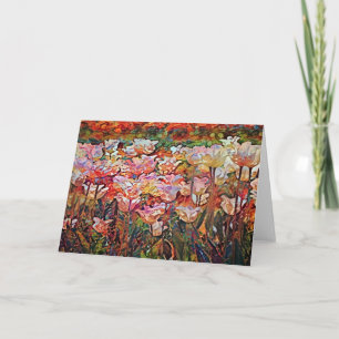 Cartão Placa de Nota de Jardim de Tulipas Pintado com Art