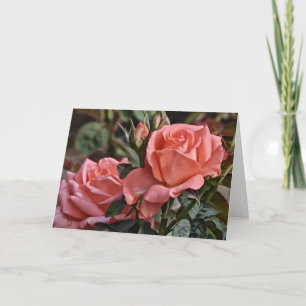 Cartão Placa de Nota de Rosas Rosa-Pêssego