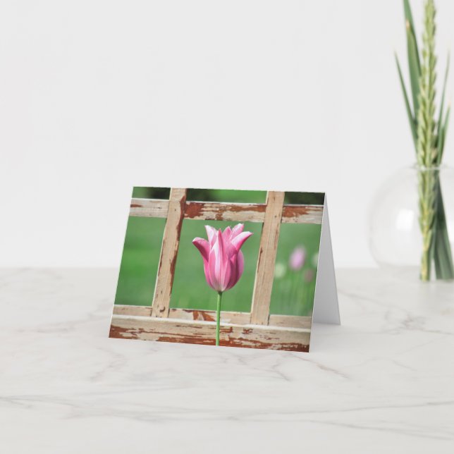 Cartão Placa de Nota de Tulipa com Moldura Rústica (Frente)