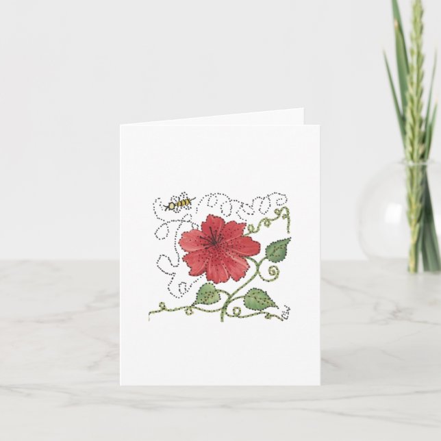 Cartão Placa de Nota de Vazio do Bee Buzzing Hibuscus (Frente)