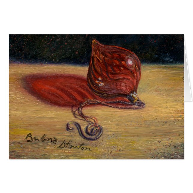 Cartão Placa de Nota de Vazio "Ornamento de Vidro Vermelh (Frente Horizontal)