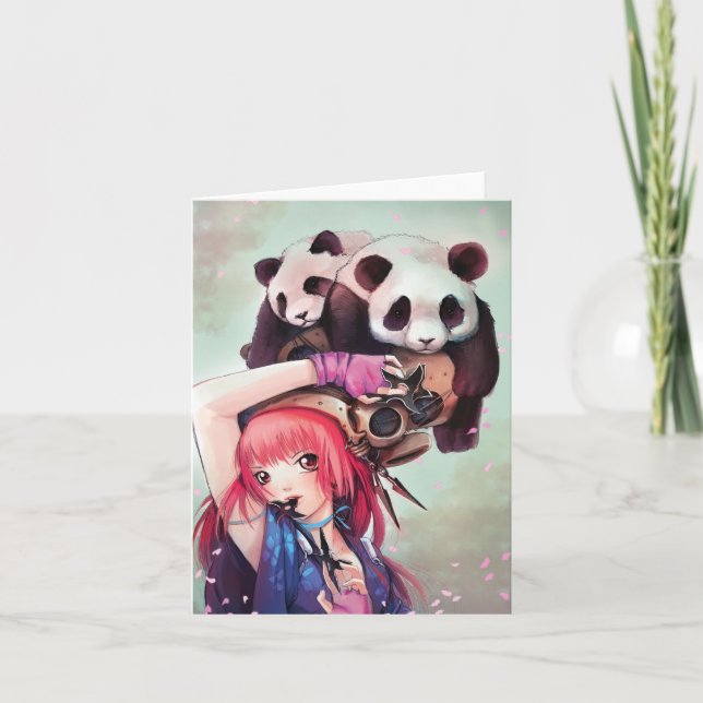 Cartão Placa de Nota do Peach Ninja Pandas (Frente)