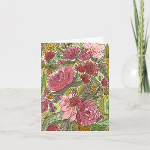 Cartão Placa de Nota do Vazio das Flores bonito Rosa