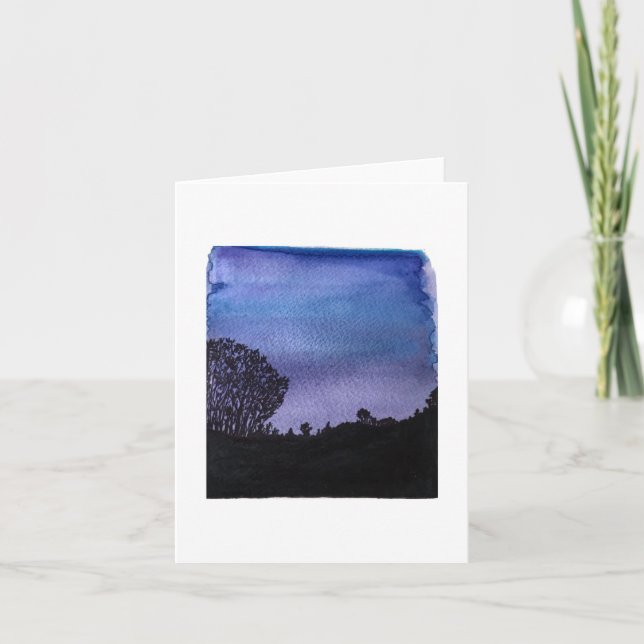 Cartão Placa de Nota Dobrada de Cores d'Água da Noite Nub (Frente)