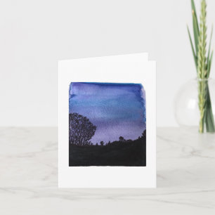 Cartão Placa de Nota Dobrada de Cores d'Água da Noite Nub