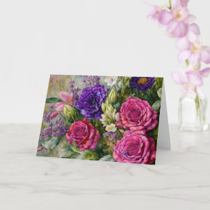 Cartão Placa de Nota Floral de Buquê Bonita Flores