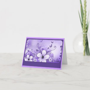 Cartão Placa de Nota Floral Roxa Lilac