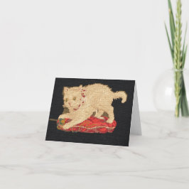 Cartão Placa de Nota para Gato de Gato de Needlepoint