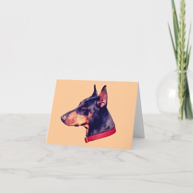 Cartão Placa de Nota Personalizável do Rosto Doberman Pre (Frente)