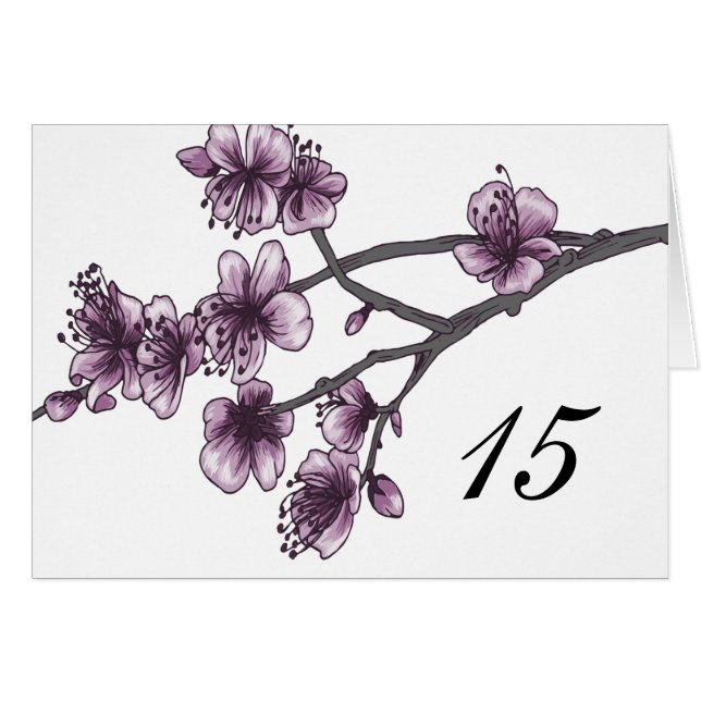 Cartão Placa de Número da Tabela Blossomas de Cereja Simp (Frente Horizontal)