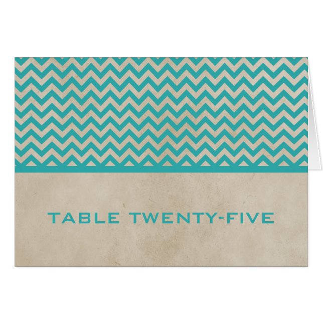Cartão Placa de Número da Tabela Chic Chevron Teal (Frente Horizontal)