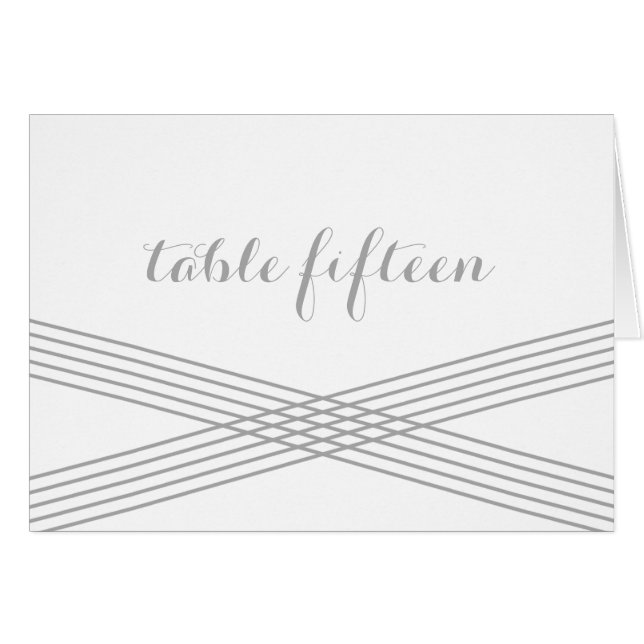 Cartão Placa de Número da Tabela Deco Moderna da cinza (Frente Horizontal)