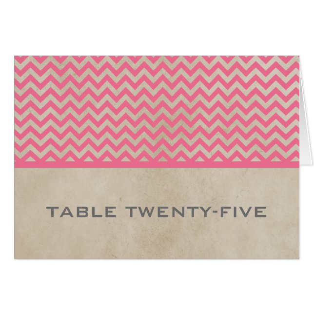 Cartão Placa de Número de Tabela Chic Chevron Rosa (Frente Horizontal)