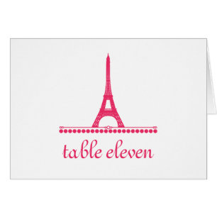 Cartão Placa de Número de Tabela Chic Parisiense, Rosa