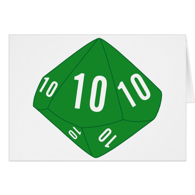 Cartão Placa de Número de Tabela D10 Verde (Frente Horizontal)