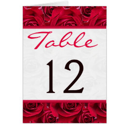 Cartão Placa de Número de Tabela do Rosa vermelha Galore