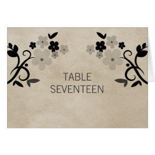 Cartão Placa de Número de Tabela Floral de Vintage Doce c