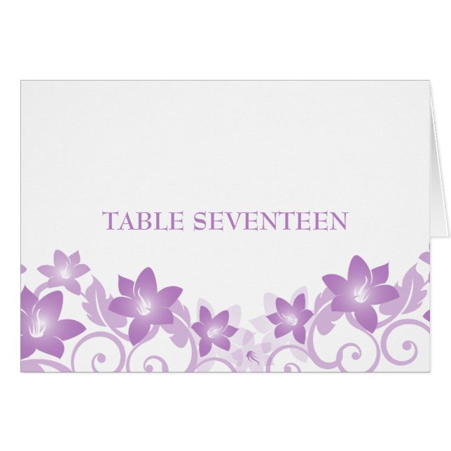 Cartão Placa de Número de Tabela Floral Simples Roxo (Frente Horizontal)
