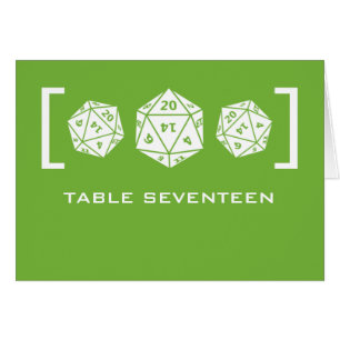 Cartão Placa de Número de Tabela Gamer de Dice Verde D20