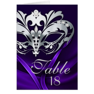 Cartão Placa de Número de Tabela Roxo Mascarada Silver