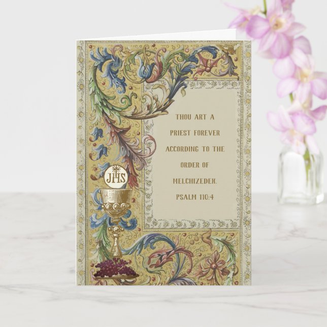 CARTÃO PLACA DE ORDENAÇÃO DE HOST DE CHALICE DE PRIMEIRA  (Orquídea)