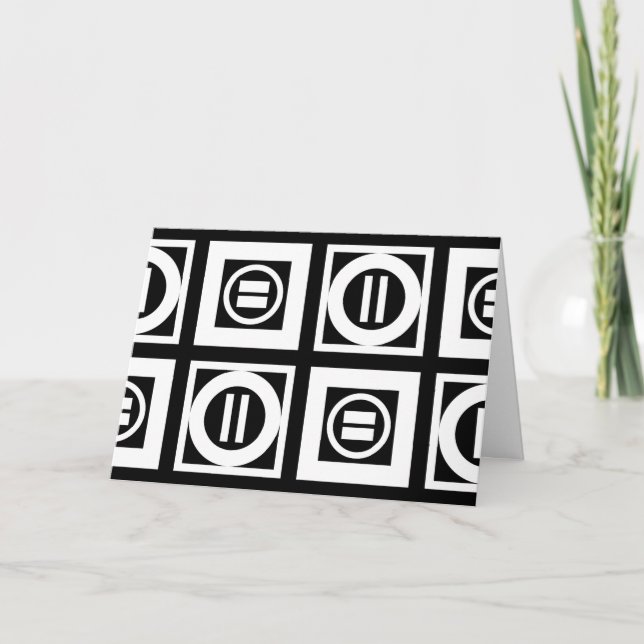 Cartão Placa de Padrão de Sinal Igual Geométrico em Preto (Frente)