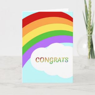 Cartão Placa de Parabéns arco-íris