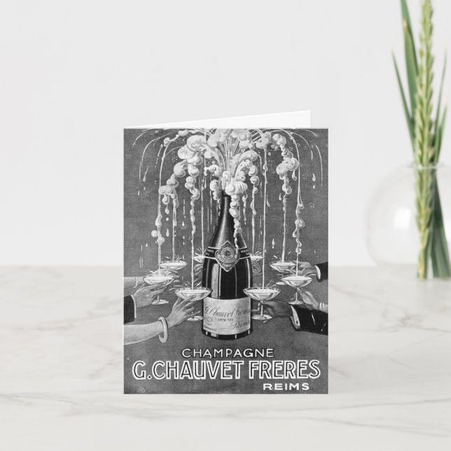 Cartão Placa de Parabéns de Champanhe Francês Vintage (Frente)