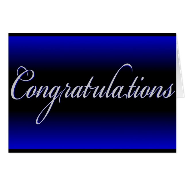 Cartão Placa de Parabéns de perda de imagem azul Elegante (Frente Horizontal)