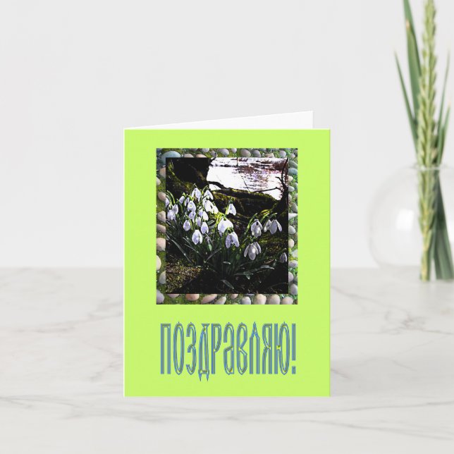 Cartão Placa de parabéns em russo (Frente)
