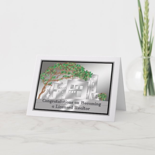 Cartão Placa de parabéns para novo Realtor licenciado (Frente)
