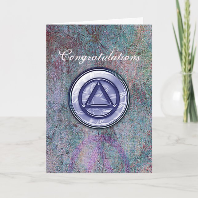 Cartão Placa de Parabéns Sobriety de recuperação (Frente)