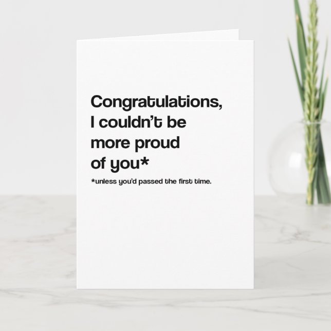 Cartão Placa de passagem de teste/exame de direção engraç (Frente)