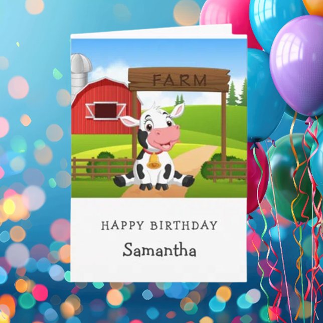 Cartão Placa de primeiro aniversario de Vaca em Cubo (delightful farm-themed birthday party for our precious cow boy/girl!)