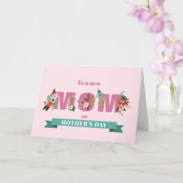 Cartão Placa De Primeiro Dia de as mães Floral Elegante